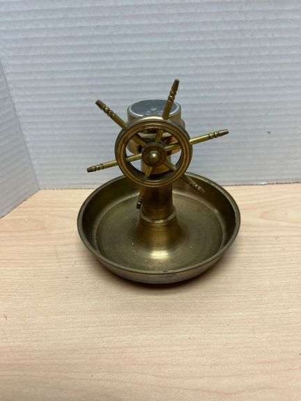 Brass Nautical Compass Wheel-Inspired Dish, Made in India