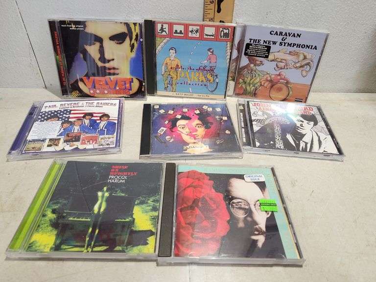 8 Assorted Cds, Velvet Goldmine, Sparks, Caravan, John Hartford, Bang, Paul Revere, Elvis Costello,
