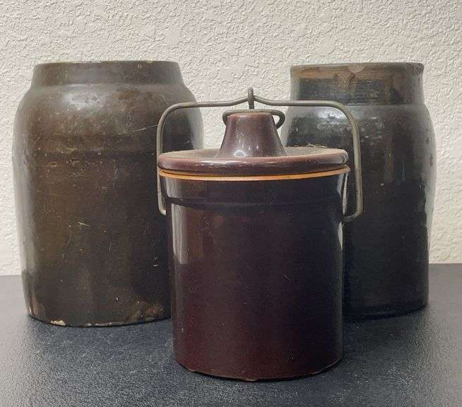 Group of 3 Vintage Stoneware Crocks