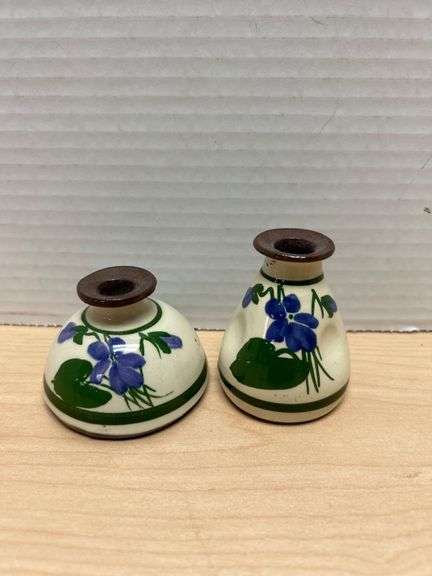 Hill’s Devon Violets Pottery Miniature Vases, Made In England Torquay Pottery