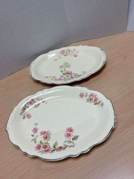 Two Homer Laughlin Virginia Rose Platters with Floral Design