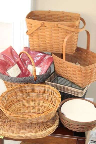 Wicker And Longaberger Wood Baskets