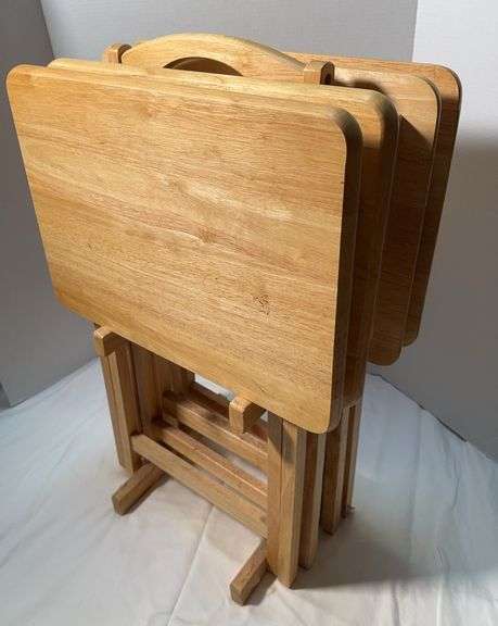 Set of Four Folding Trays with Stand