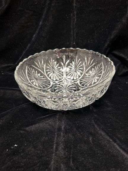 Vintage Pressed Glass Bowl with Starburst Design