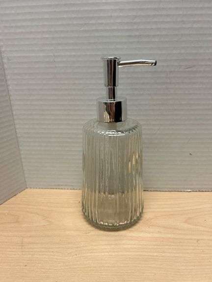 Glass Soap Dispenser with Chrome Pump, 7 Inches Tall