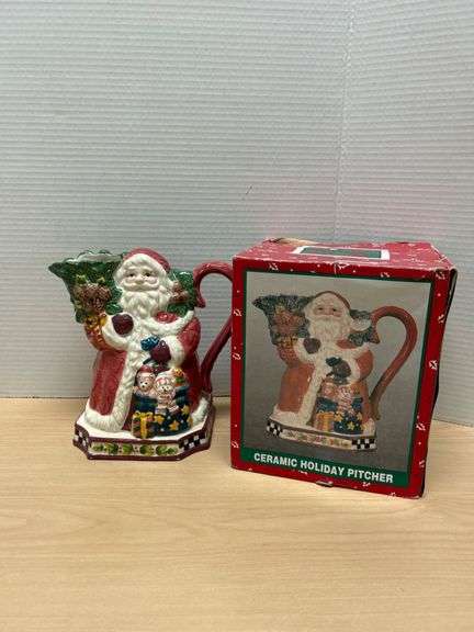 Santa-Themed Ceramic Holiday Pitcher with Box by OMT Enterprise