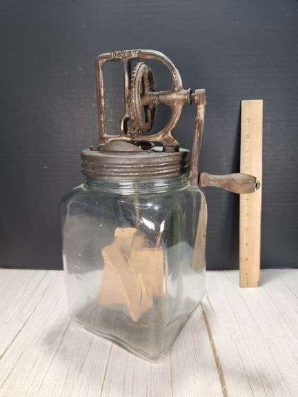 Dazey Butter Churn With Glass Jar and Metal Lid