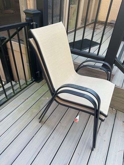 Two sling patio chairs