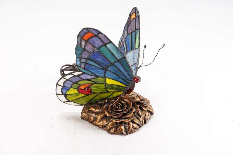Butterfly Stained Glass Style Lamp