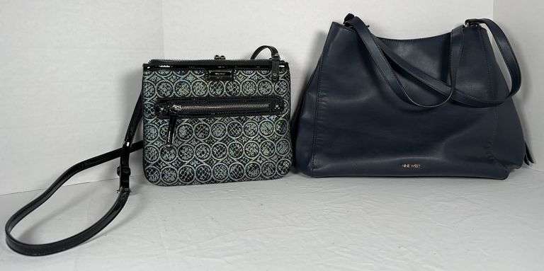 Nine West Black and Silver Crossbody Purse and Navy Over the Shoulder Bag