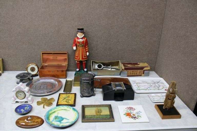Decorative and Collectible Items, Including Beefeater Figure and Air Force Plate