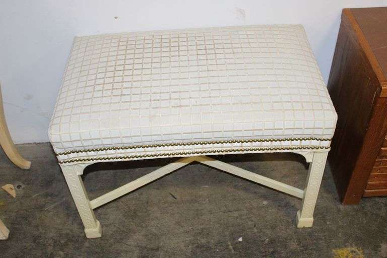 Ivory Upholstered Stool