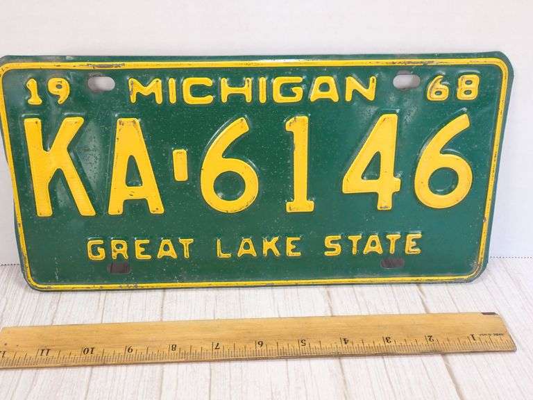 1968 Michigan License Plate KA-6146