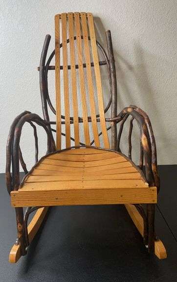 Child’s Handcrafted Bentwood & Twig Rocking Chair – Signed by Maker (Hershberger, 2016)