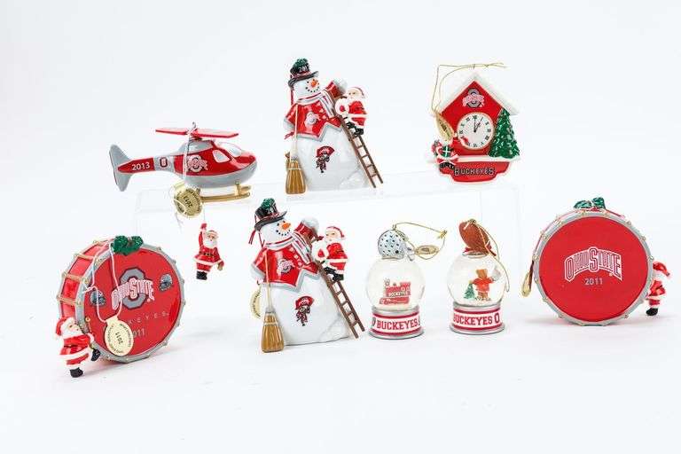 Danbury Mint Ohio State Buckeye's Christmas Ornament Collection