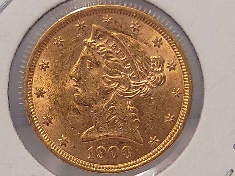 1900 $5 Gold Liberty Half Eagle - UNC