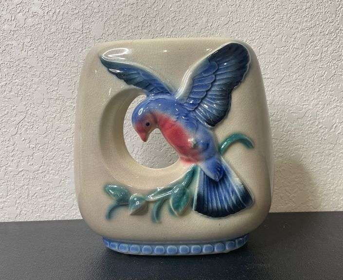 Royal Copley Bluebird Vase – Hand Painted