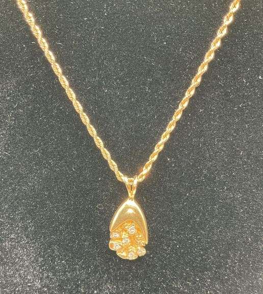 Gold Pendant and Chain, Both 14 Karat Gold, 6.85g Total Weight