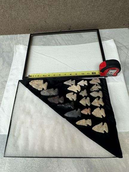Framed Display of Thebes Points in Mixed Materials