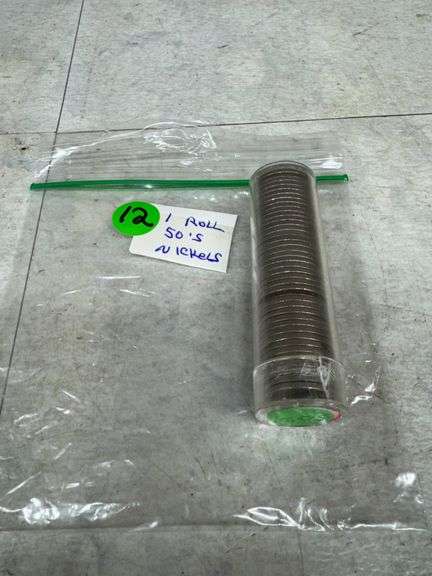 One Roll of 1950s Jefferson Nickels in Clear Plastic Tube