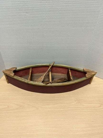 Wooden Decorative Canoe with Paddles – 18 Inches Long