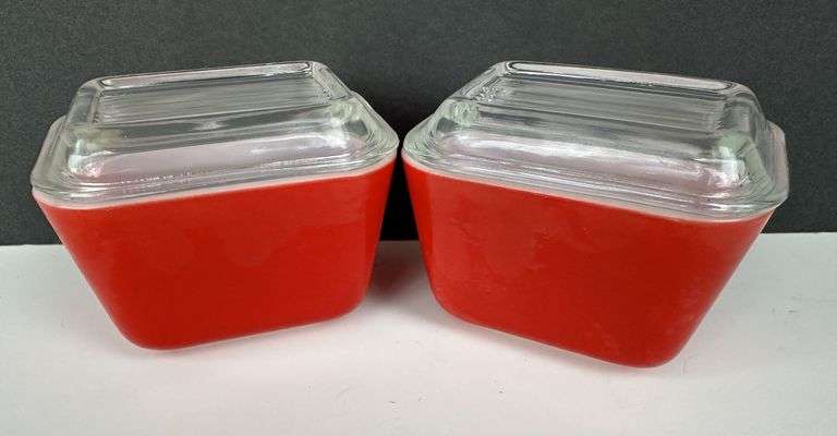 Vintage Pyrex Red Glass 1.5 C Refrigerator Dish & Lid Set - Auction Ohio