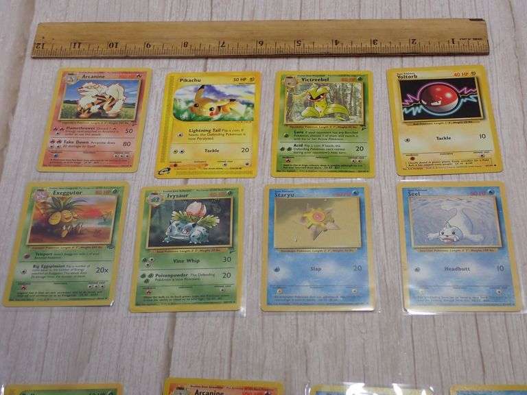 Early Era Pokemon Cards Including Arcanine and Pikachu
