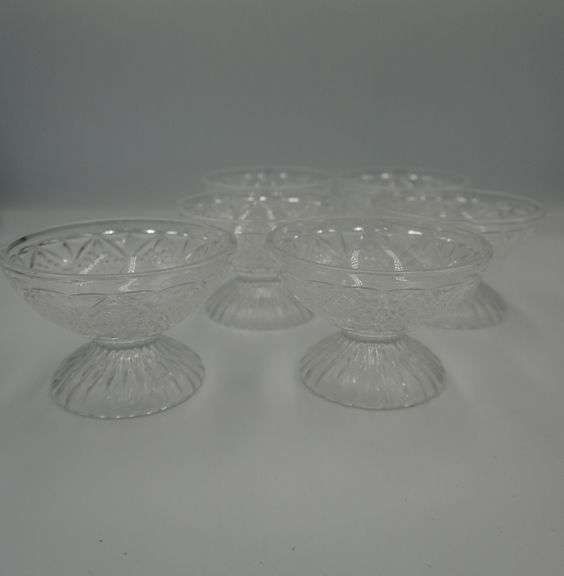 Vintage Pressed Glass Assortment (Candle Holder  + Sherbet Dishes)