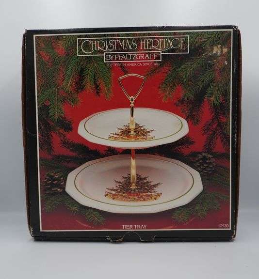 Pfaltzgraff “Christmas Heritage” Holiday Entertaining Set – Tray, Chip & Dip, and 1989 Bell
