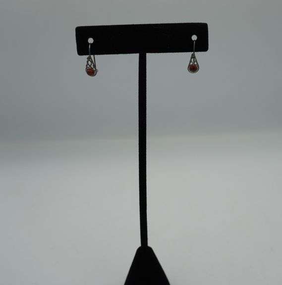 Sterling Silver Amber Dangle Earrings
