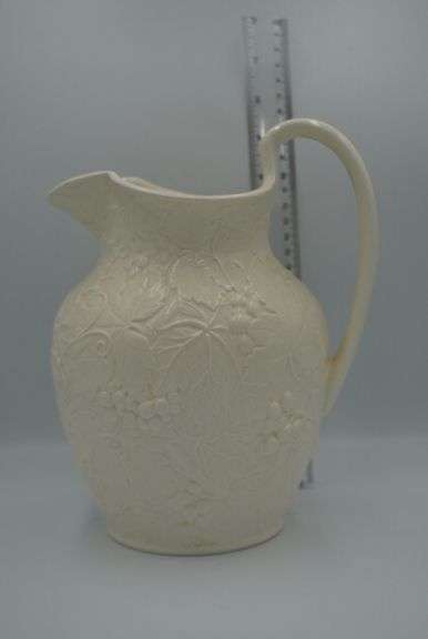 Wedgwood “Of Etruria & Barlaston” Embossed Creamware Pitcher – Made in England
