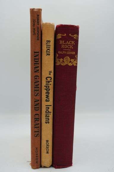 Indian Games and Crafts by Robert Hofsinde, The Chippewa Indians by Bleecker and Black Rock by Ralph