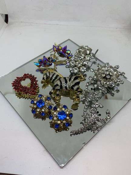Rhinestone Brooches and Earrings