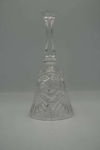 Pair of Decorative Glass Bells – Clear Cut Crystal & Pilgrim Cranberry Art Glass