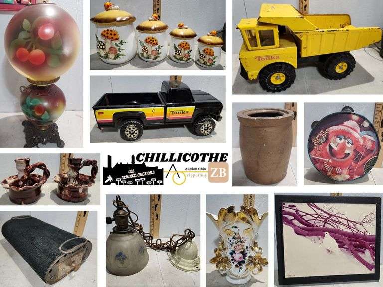 CHILLICOTHE: Lee Mann Print 139/500 Ptarmigan In Winter, Antique The Clark Heater No.5B, Tonka Toys, Vintage Board Games, Crocks And More