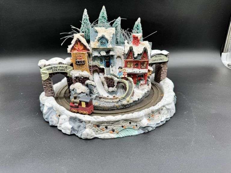 Animated Christmas Village with North Pole Station and Moving Train