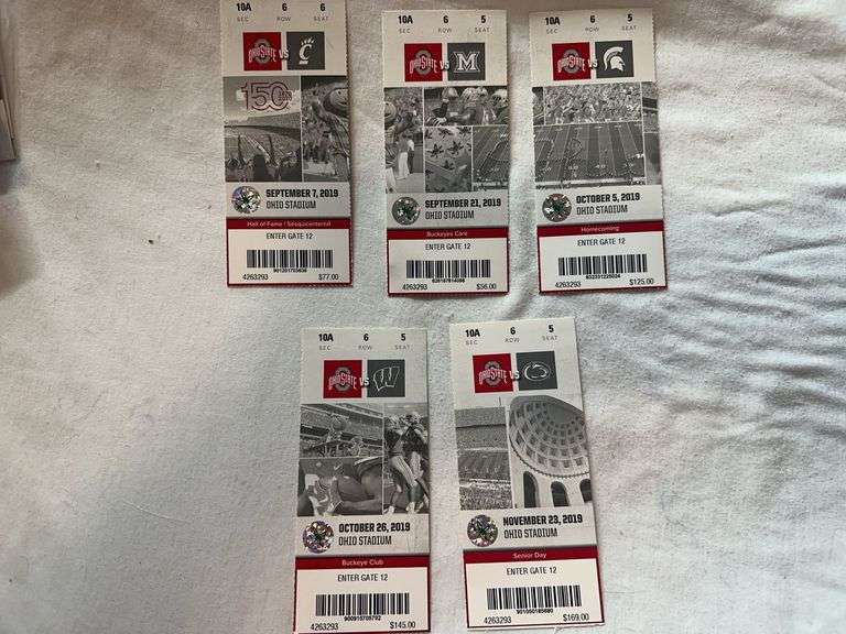 This is a lot of five Ohio State tickets from the 2019 season.