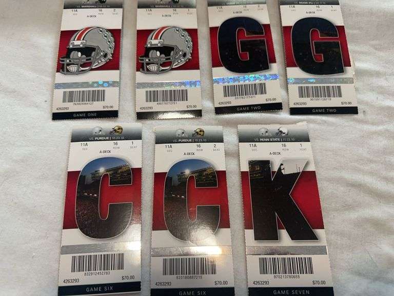 Lot of seven Ohio State tickets from 2010