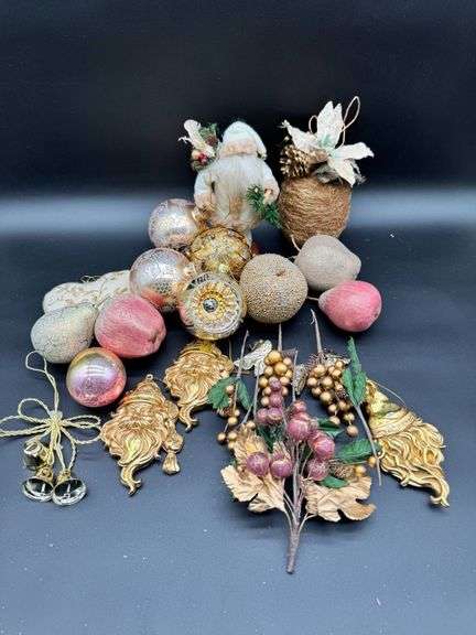 Christmas Holiday Decor with Ornaments, Figures, and Picks