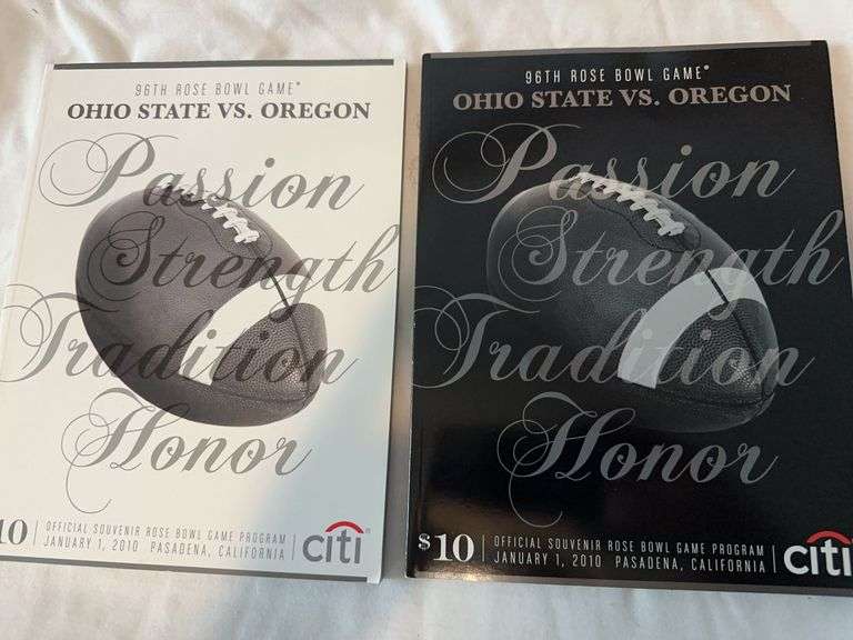 Two different programs from the 2010 Rose Bowl between Ohio State, and Oregon.