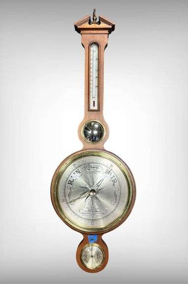 Wooden Wall-Mounted Barometer with Thermometer and Hygrometer