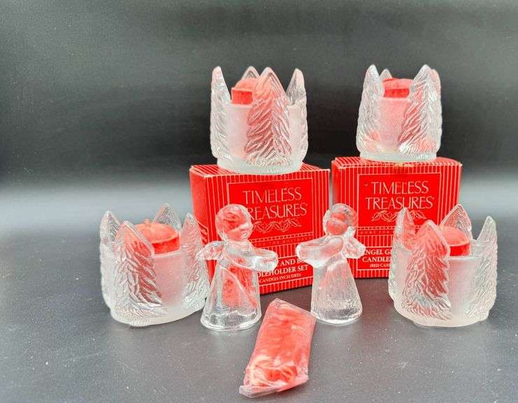Timeless Treasures Angel and Tree Candleholder Set with Red Candles