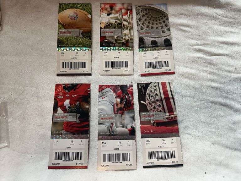 Six Ohio State tickets from 2013.