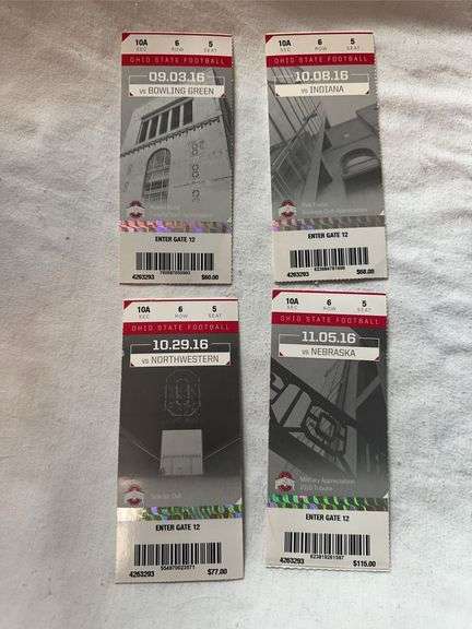 Lot of four tickets from the 2016 Ohio State season ￼
