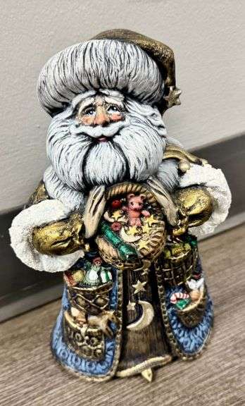Santa Claus Figurine With Basket and Moon Design