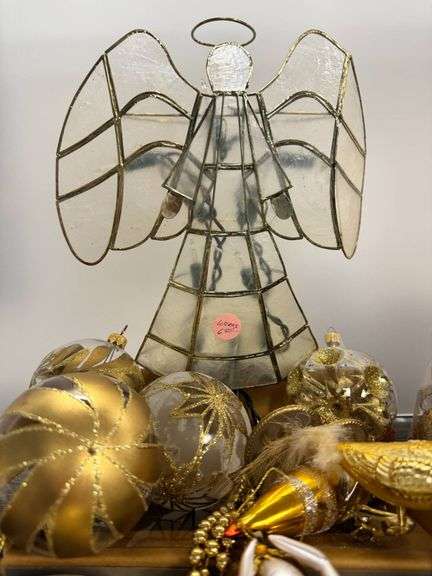 Golden and Transparent Christmas Decorations with Angel Display