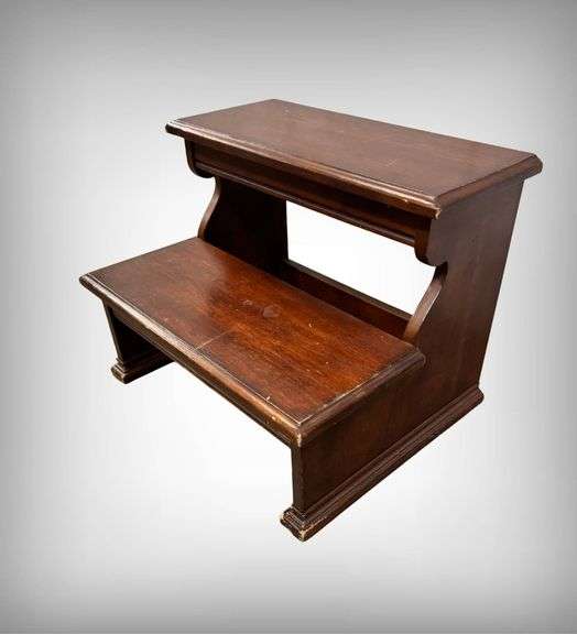 Two-Step Wooden Step Stool with Rich Finish