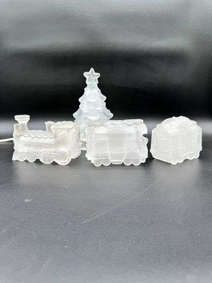 Frosted Glass Train Set and Christmas Tree Decoration