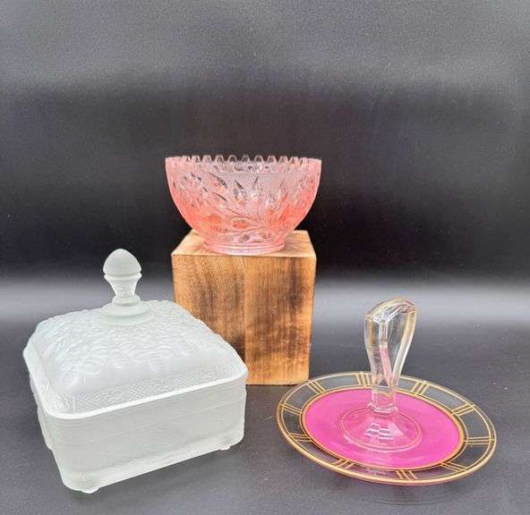 Decorative Glassware Including Westmoreland Frosted and Pressed Glass Pieces