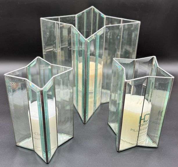 Four Star-Shaped Glass Candle Holders